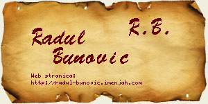 Radul Bunović vizit kartica